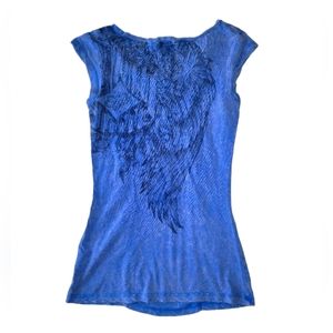 Fox Racing Clothing Blue Wings  Short Sleeve Shirt Top Size Small